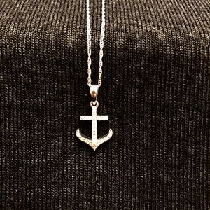 Diamond anchor necklace